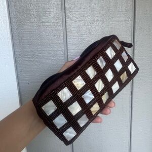 Brown Clutch with Mother of Pearl Accents